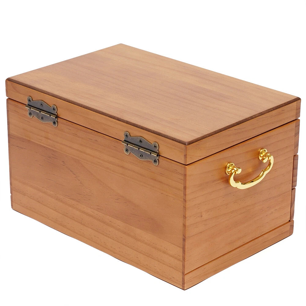 Large Capacity Wooden Jewelry Box 3 Layers W/ Safe Lock Retro Storage Organizer | eBay