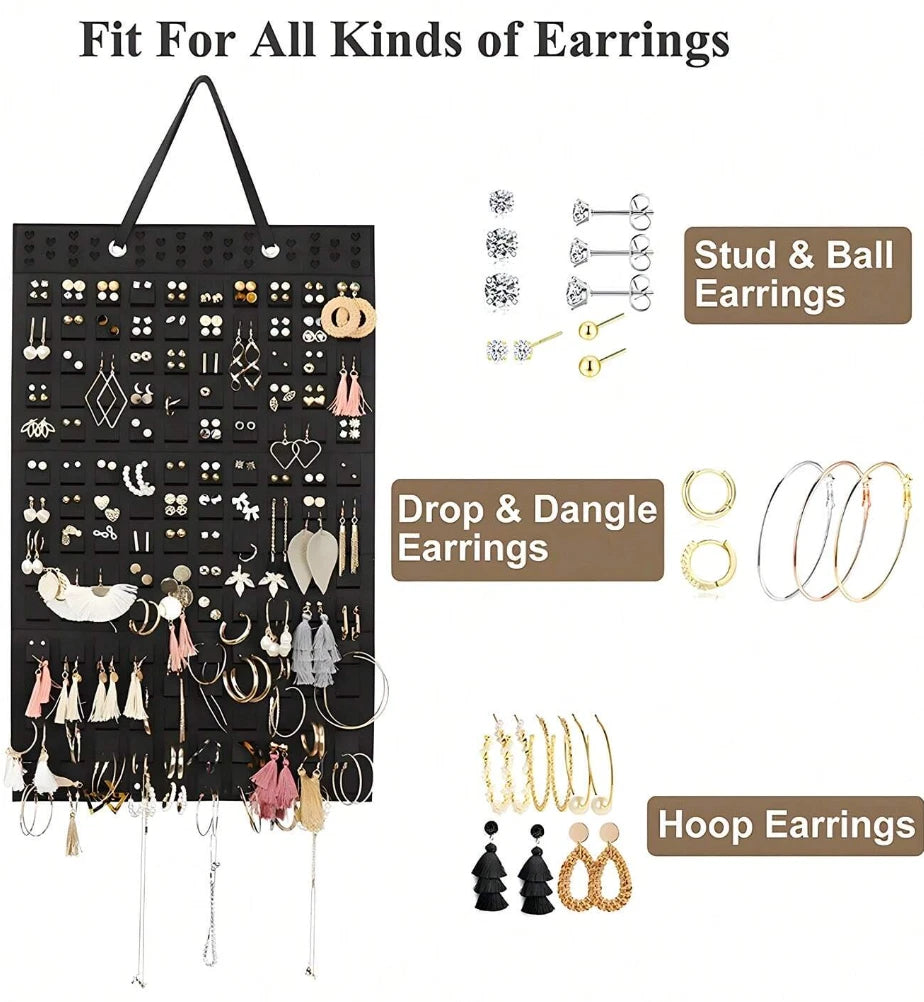 1pc Felt Hanging Jewelry Organizer - Wall Storage Bag for Earrings & Necklaces | eBay