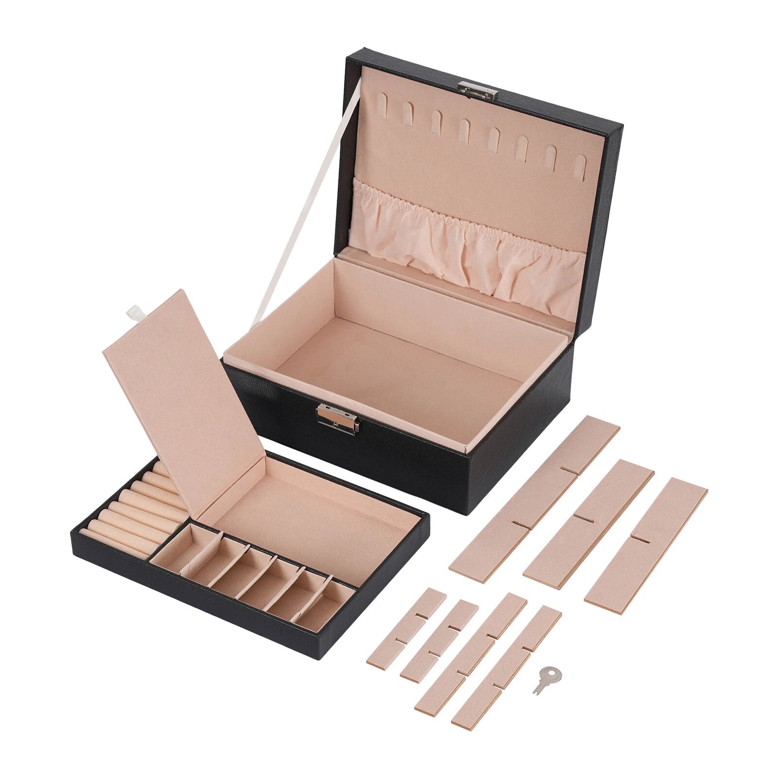 JeWelry Organizer Case 2 Layer Large Box Display Storage Case Fit Women Girls | eBay