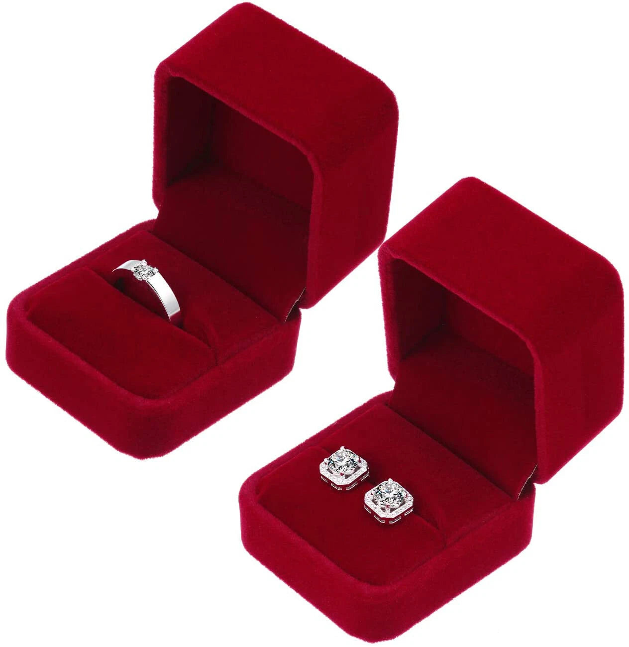 5pk Red Velvet Jewelry Box Earring Ring Gift Holder Display Storage Box Case | eBay