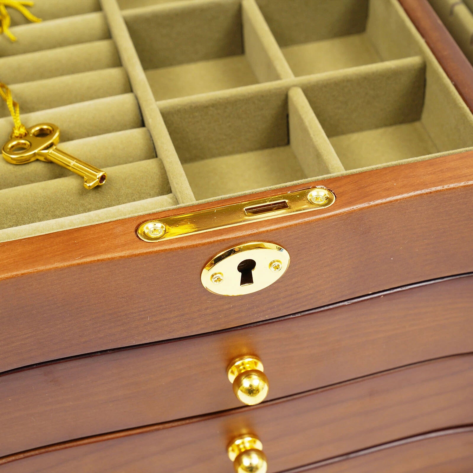 Lining Jewelry Box Wooden Jewelry Storage Case W/mirror&lock Watch Necklace Case | eBay