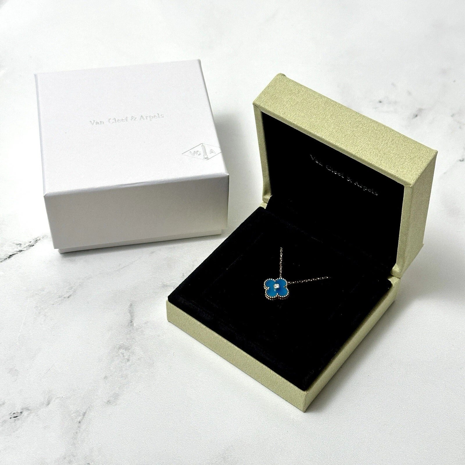 Van Cleef & Arpels Necklace Box VCA Original Travel Jewelry Case Empty Box Only | eBay