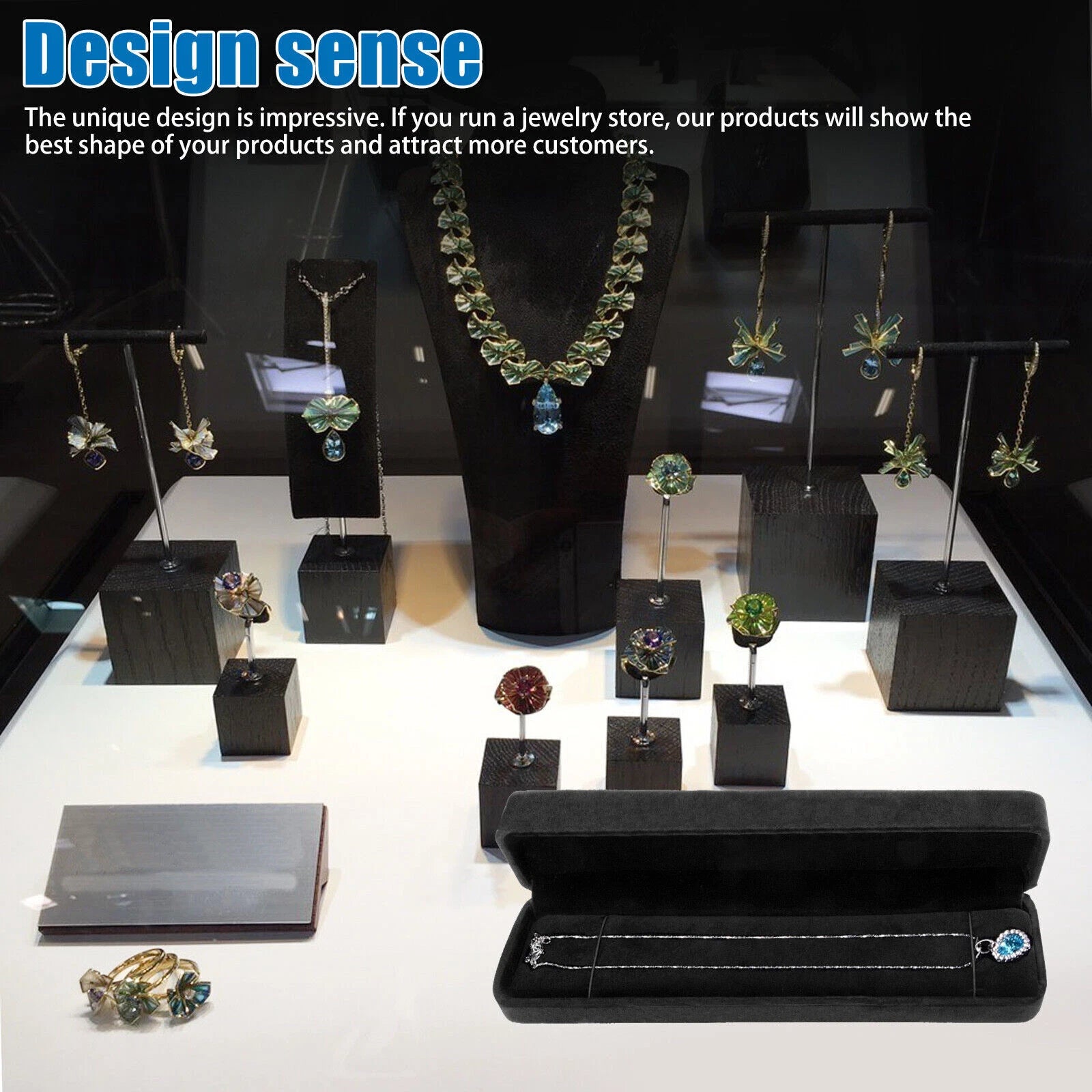 Black Velvet Bracelet Chain Necklace Gift Box Case Jewelry Display for Weddings | eBay