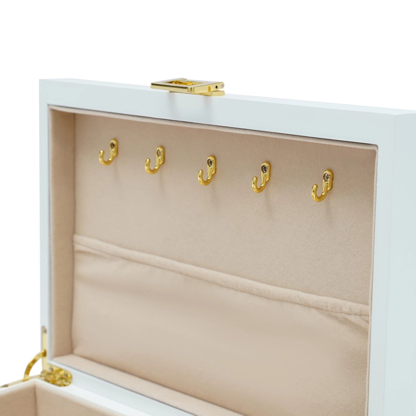 28CM Large Wooden Jewelry Storage Box White 3 Layers Organizer 2 Drawers Cabinet | eBay