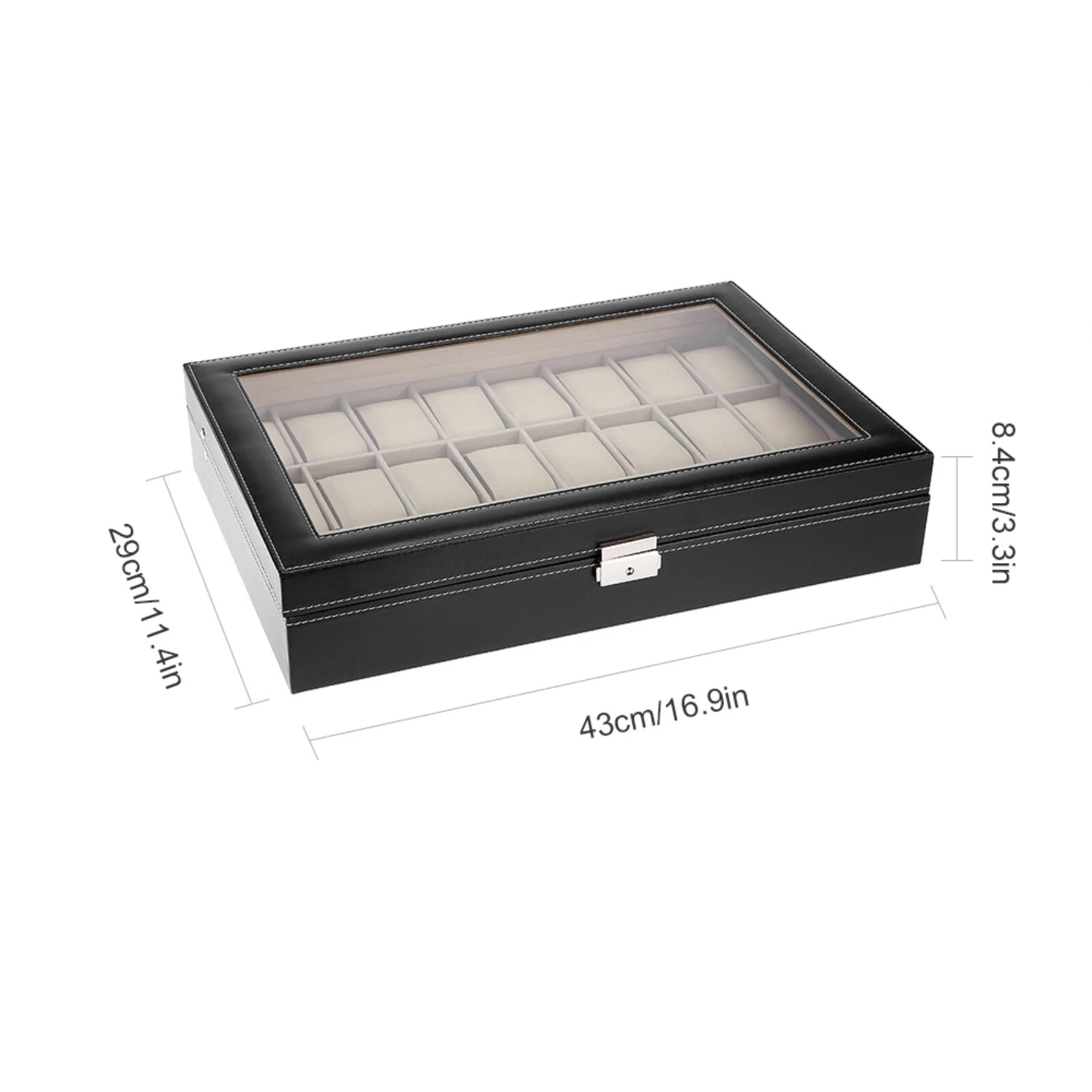 Watch Box Case Organizer Watches Holder Jewelry Storage Top Glass Display Gift | eBay