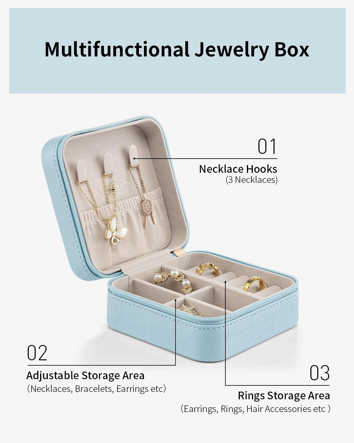 Travel Jewelry Box, Small Jewelry Travel Organizer Case for Girls Women - Blue | eBay