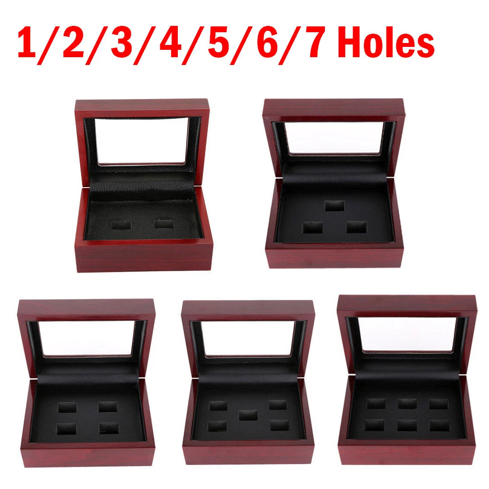 1-7 Hole Championship Ring Display Case Box Wooden Collection Storage box US## | eBay