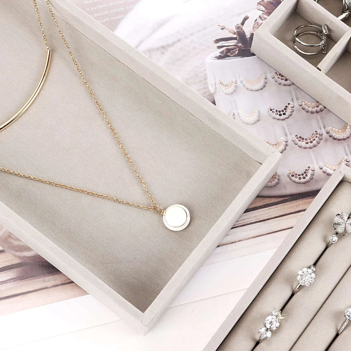 Jewellery Display Box Earring Ring Tray Storage Case Organizer Velvet Holder US | eBay