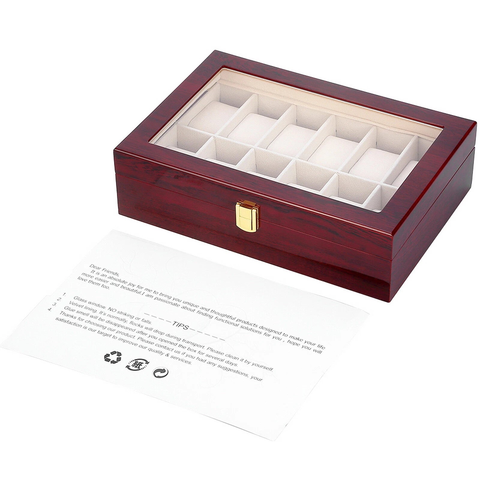 Watch Box Case Organizer Watches Holder Jewelry Storage Top Glass Display Gift | eBay