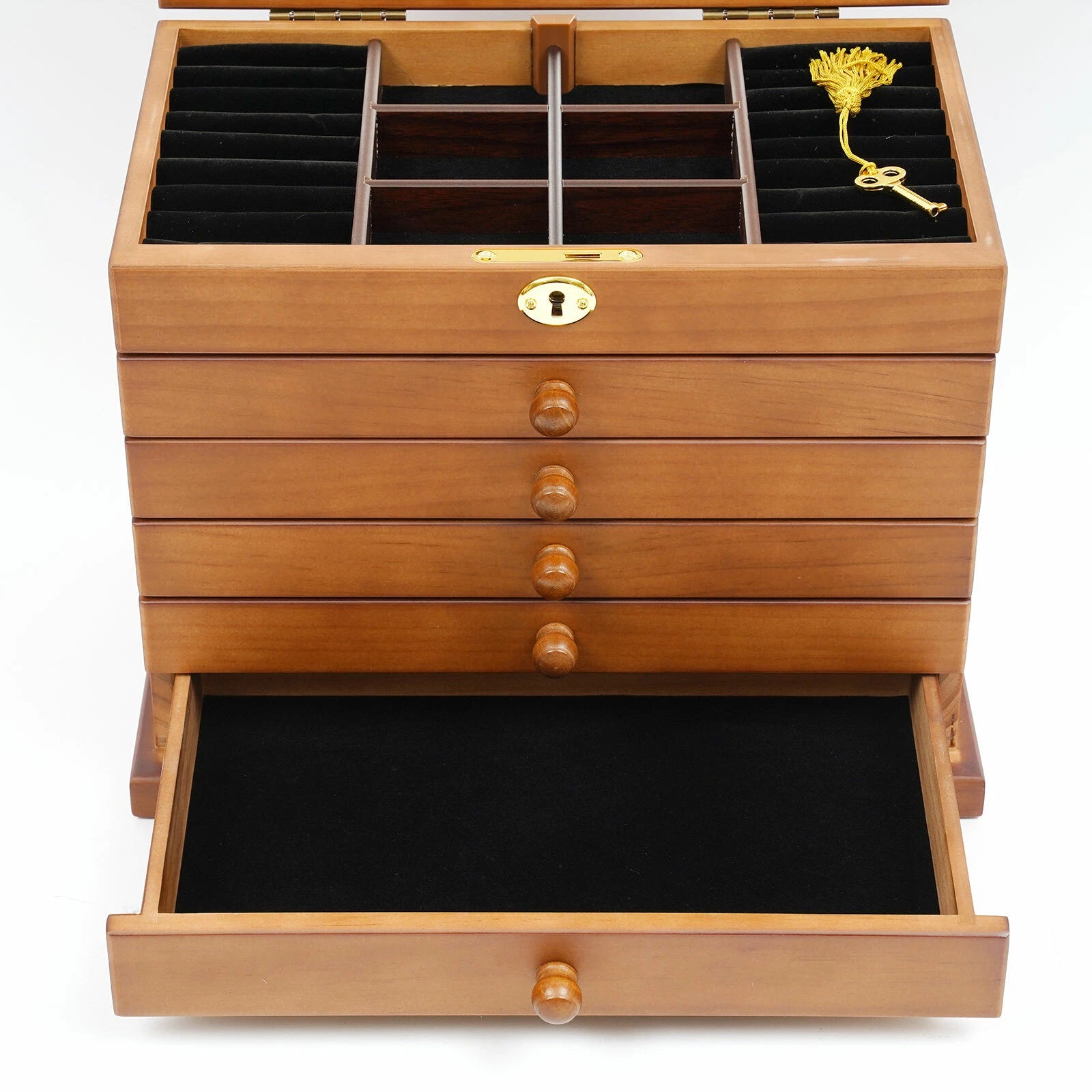 Jewelry Box Wood for Wowen 6-Layer Large Organizer Box with Mirror & 5 Drawers | eBay