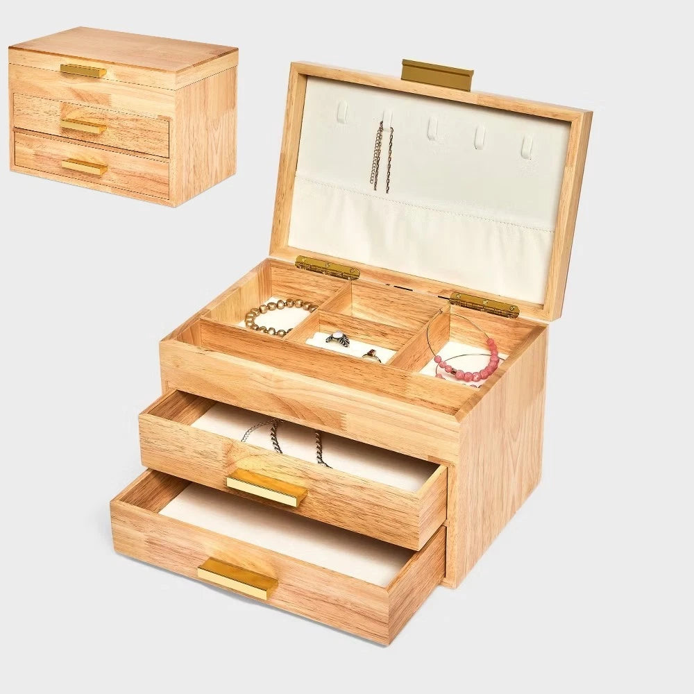 Three Drawer Wood Organizer Jewelry Box - A New Day Light Brown | eBay