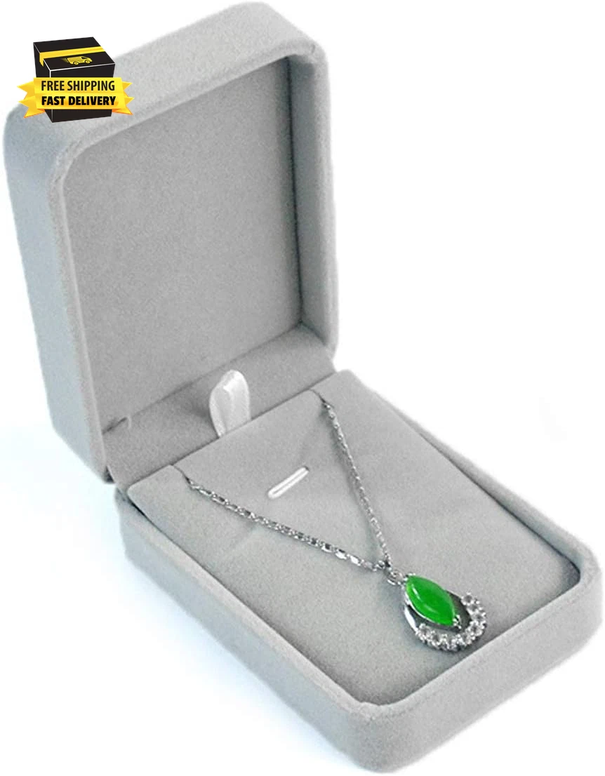 Grey Velvet Necklace Pendant Box Small Jewelry Case Organiser Gift Boxes ⭐️⭐️⭐️⭐ | eBay