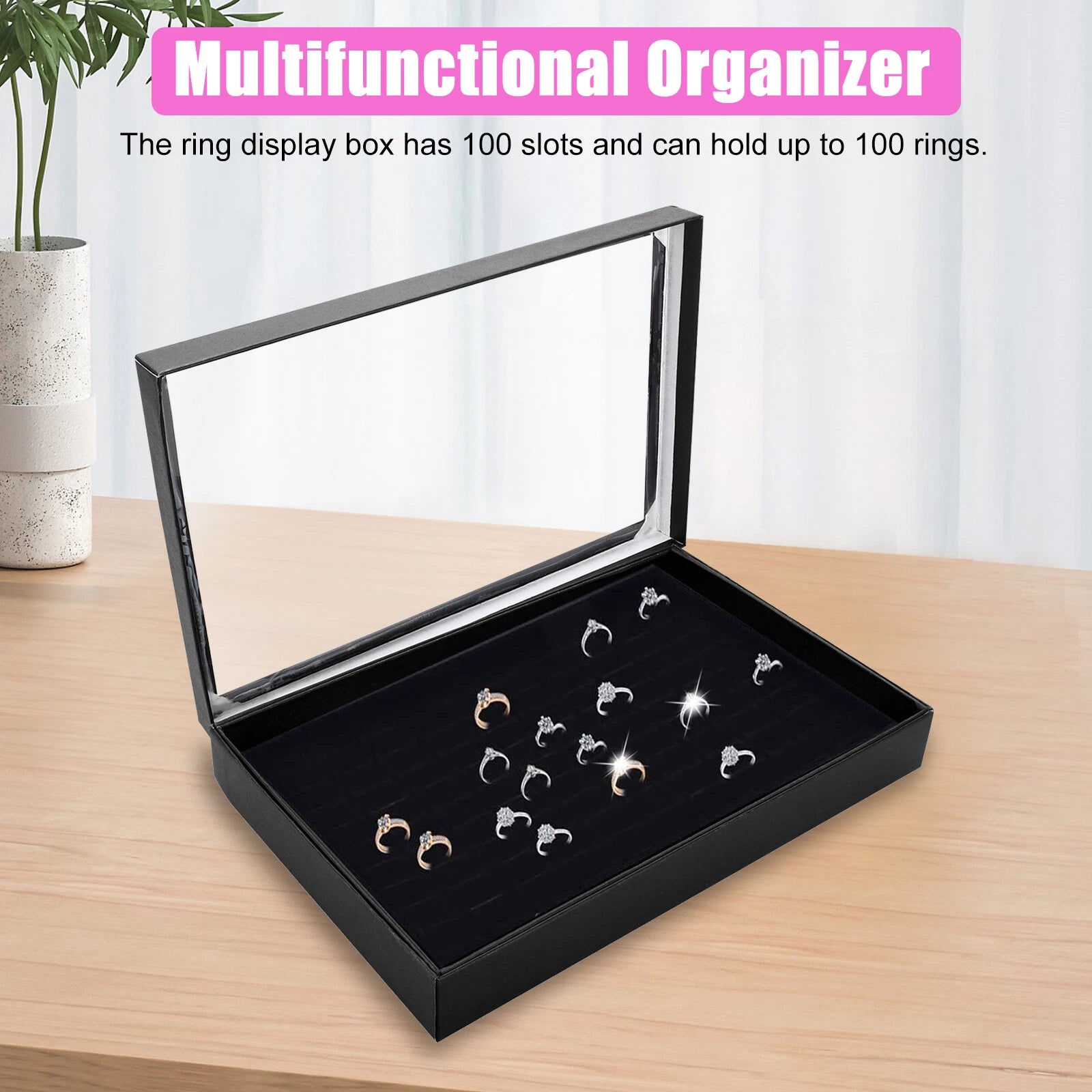 100 Slots Jewelry Ring Display Organizer Tray Holder Earrings Storage Boxes Case | eBay