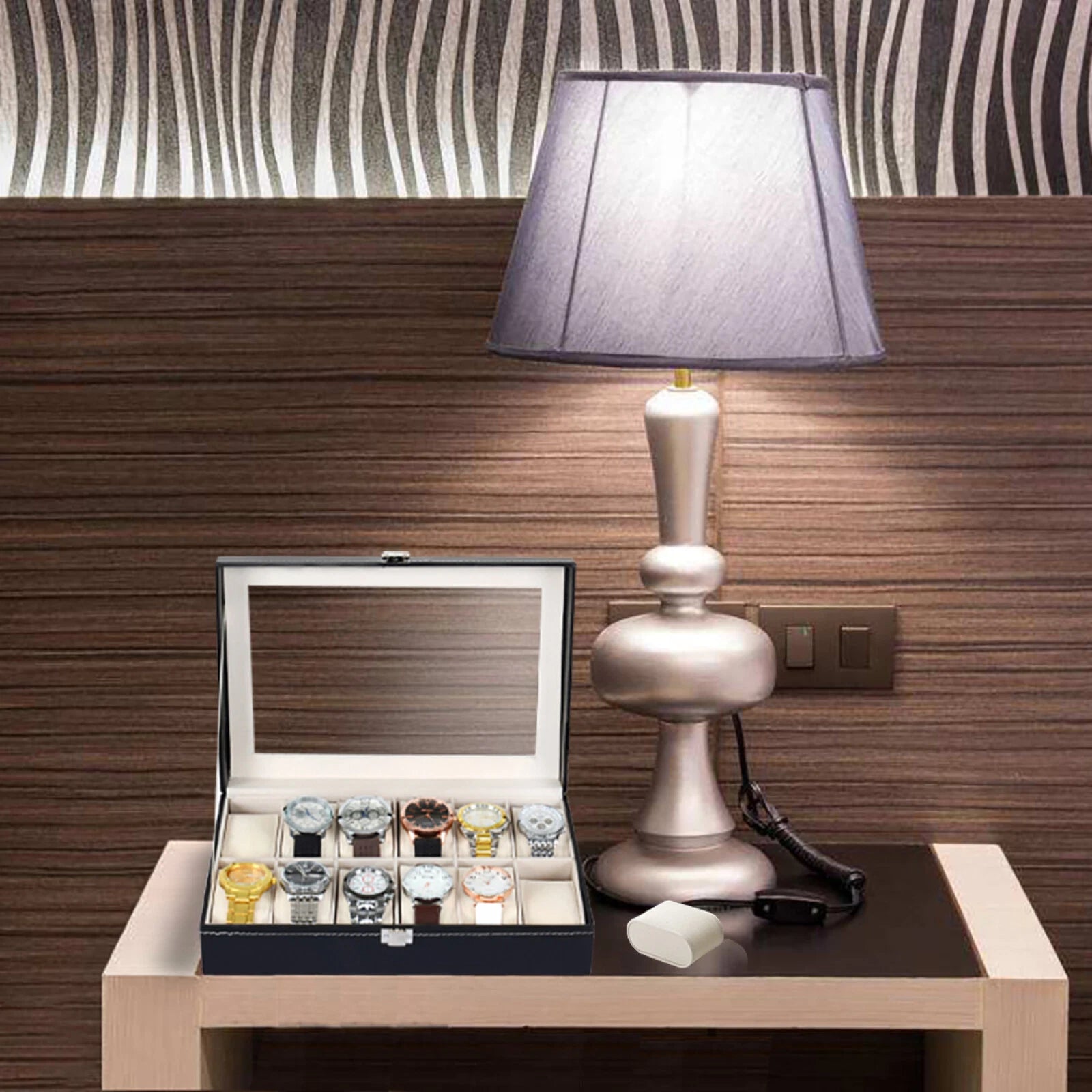 Watch Box Case Organizer Watches Holder Jewelry Storage Top Glass Display Gift | eBay