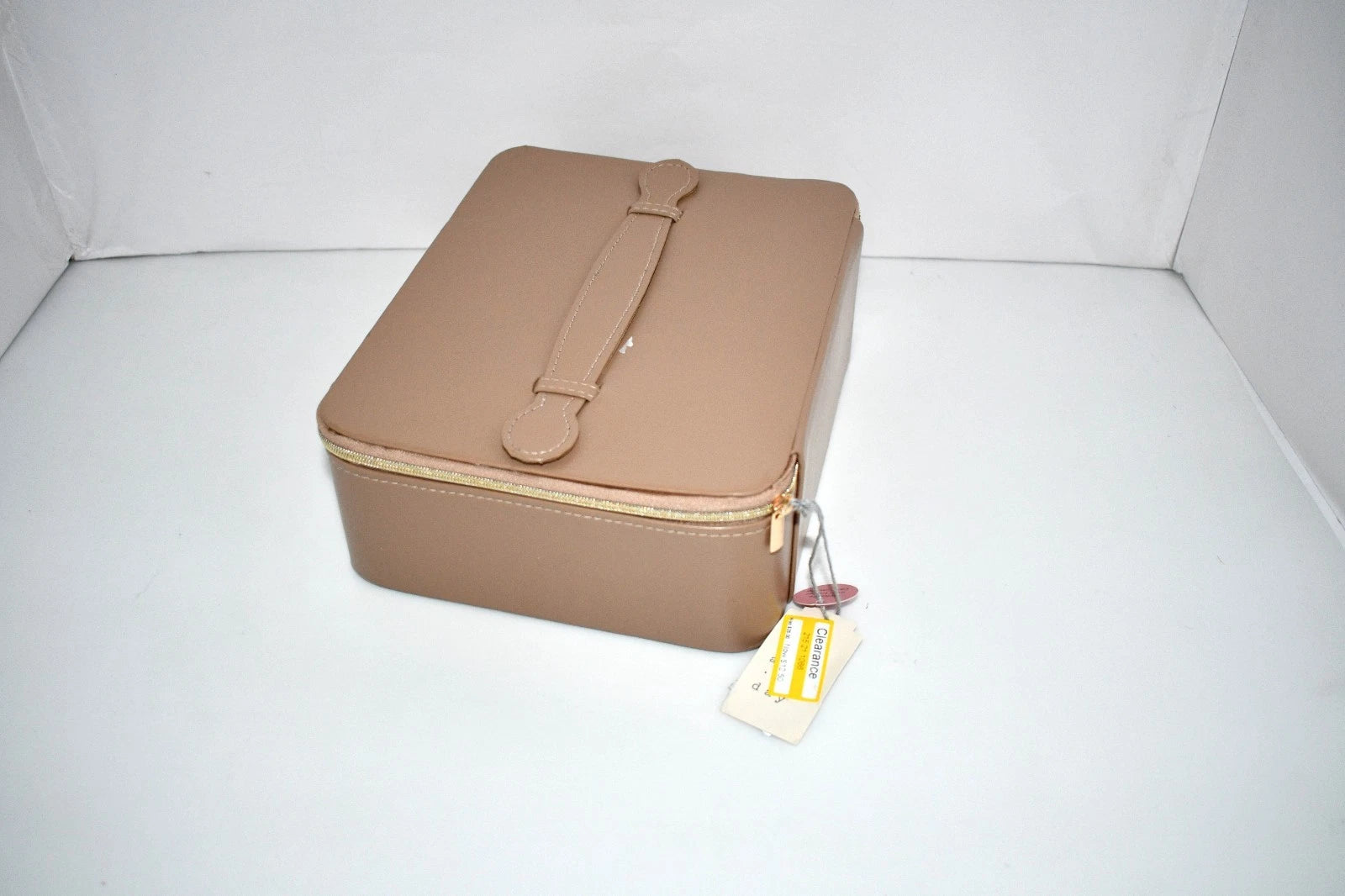 A New Day Jewelry Organizer & Travel Zip Case | Faux Leather Beige Storage Box w | eBay
