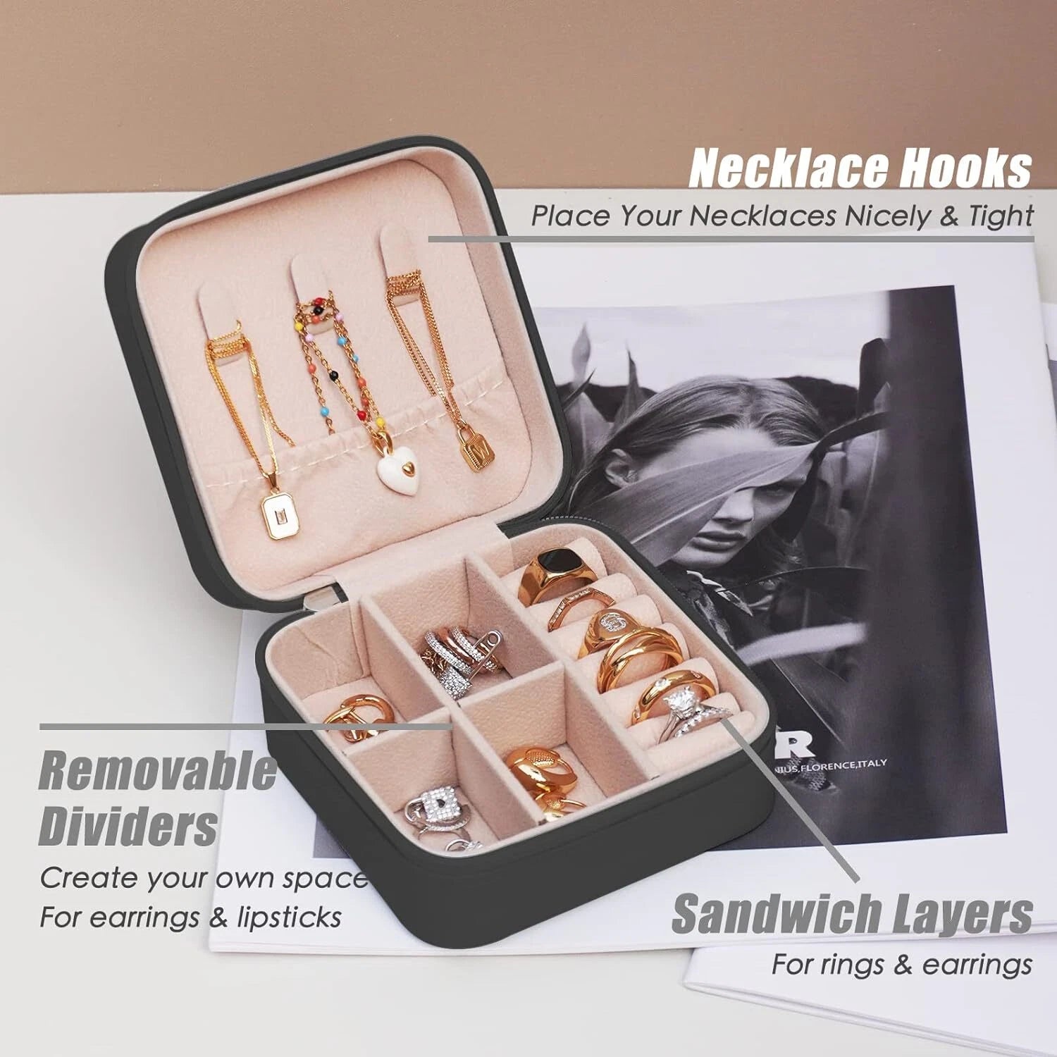 Portable Jewelry Box Travel Organizer Case Ring Earring Necklace Storage Case | eBay