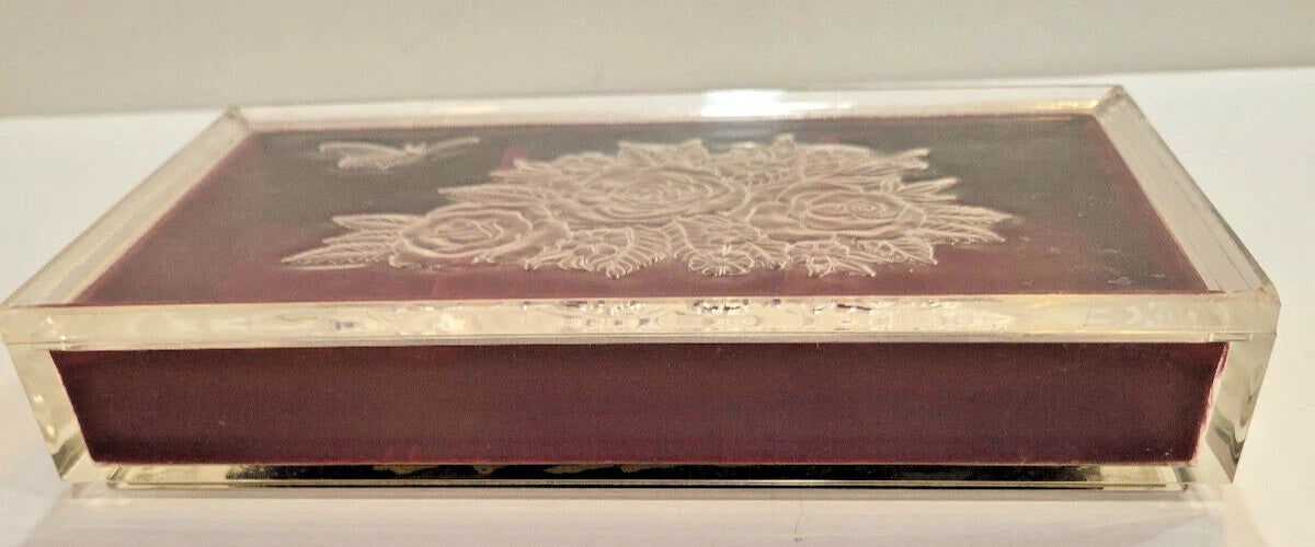 3 Compartment Jewelry Box/Organizer/Display Case 5” x 8.5” x 1.5” Frosted Floral | eBay