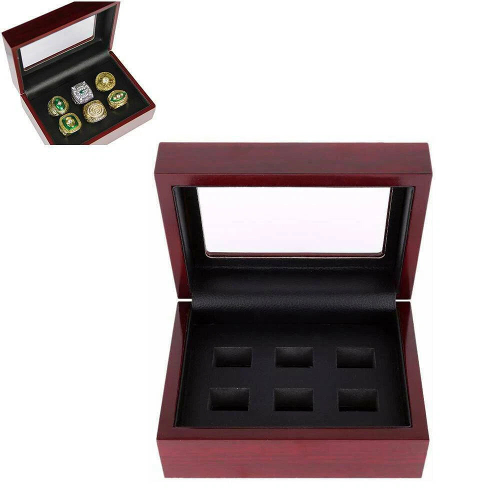 2/3/4/5/6 Championship Ring Display Box Wooden Collection Case Storage Holder | eBay