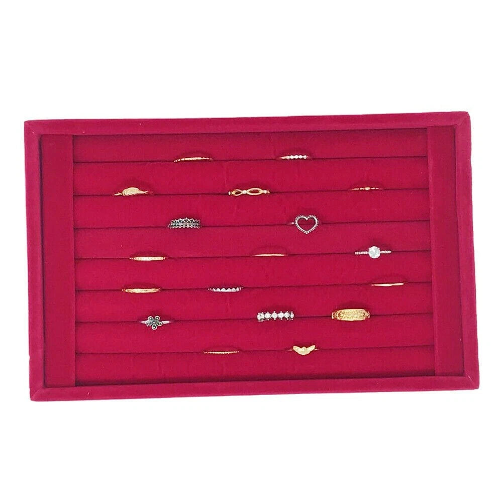 Velvet Jewelry Ring Display Organizer Tray Holder Box Earring Storage Case | eBay