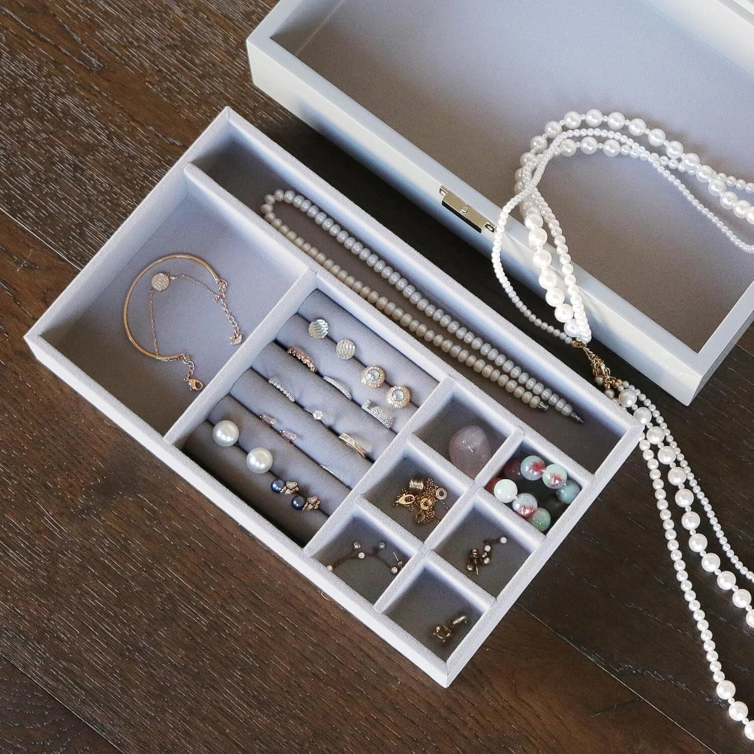 MADDesign Mother of Pearl Jewelry Organizer Box Handmade Lacquered Flower Petal | eBay