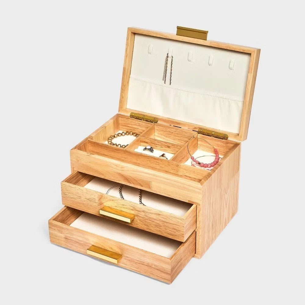 Three Drawer Wood Organizer Jewelry Box - A New Day Light Brown | eBay