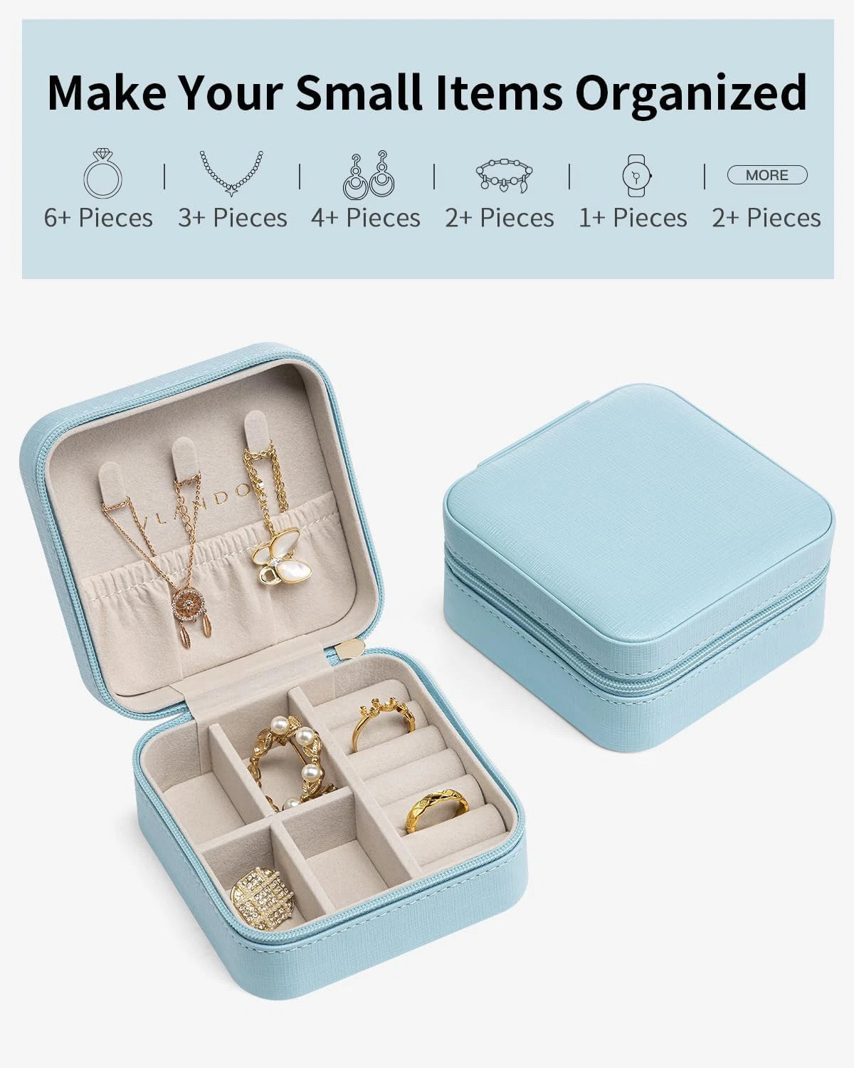 Travel Jewelry Box, Small Jewelry Travel Organizer Case for Girls Women - Blue | eBay