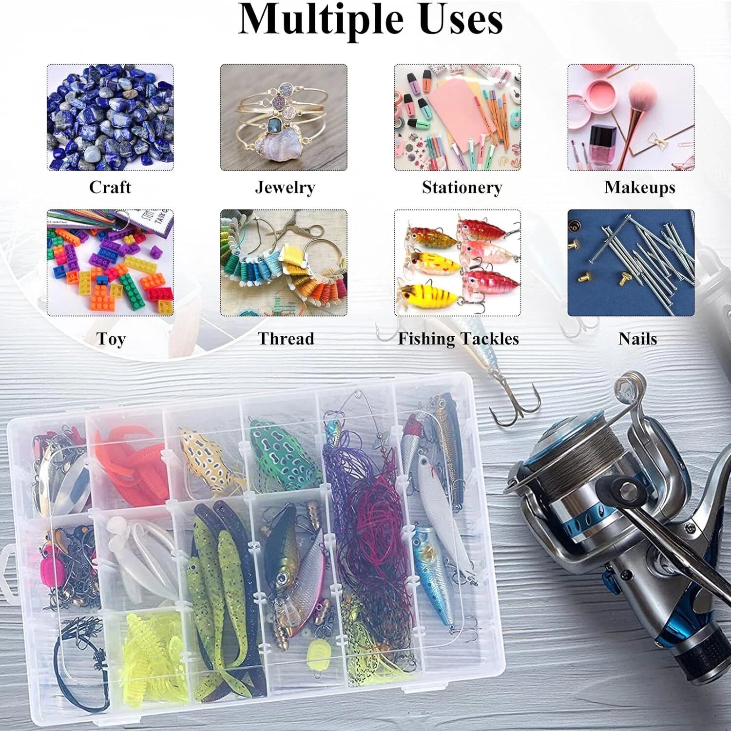 2PC 36Grids Clear Plastic Organizer Box Storage Container for DIY Jewelry Tackle | eBay