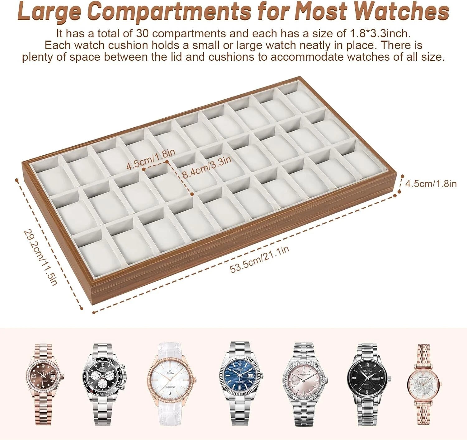 30 Slots Wood Watch Box Jewelry Storage Case Organizer Display Box Holder Tray | eBay