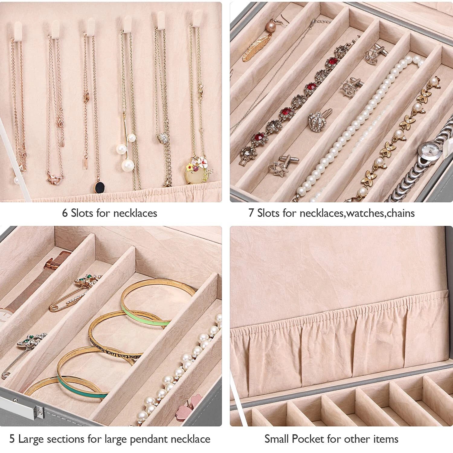 Necklace Organizer Box | 12 Compartments, 6 Hooks, 2 Layers | Jewelry Storage | eBay