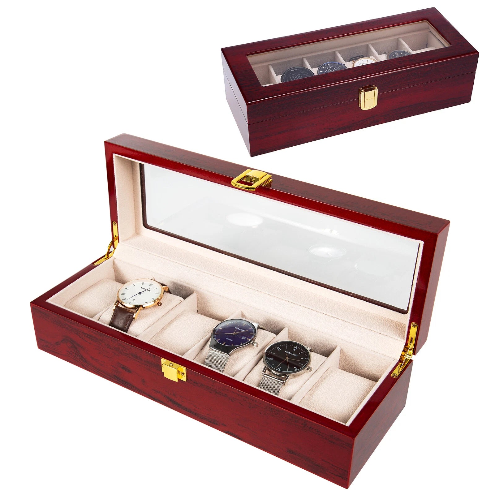 Watch Box Case Organizer Watches Holder Jewelry Storage Top Glass Display Gift | eBay