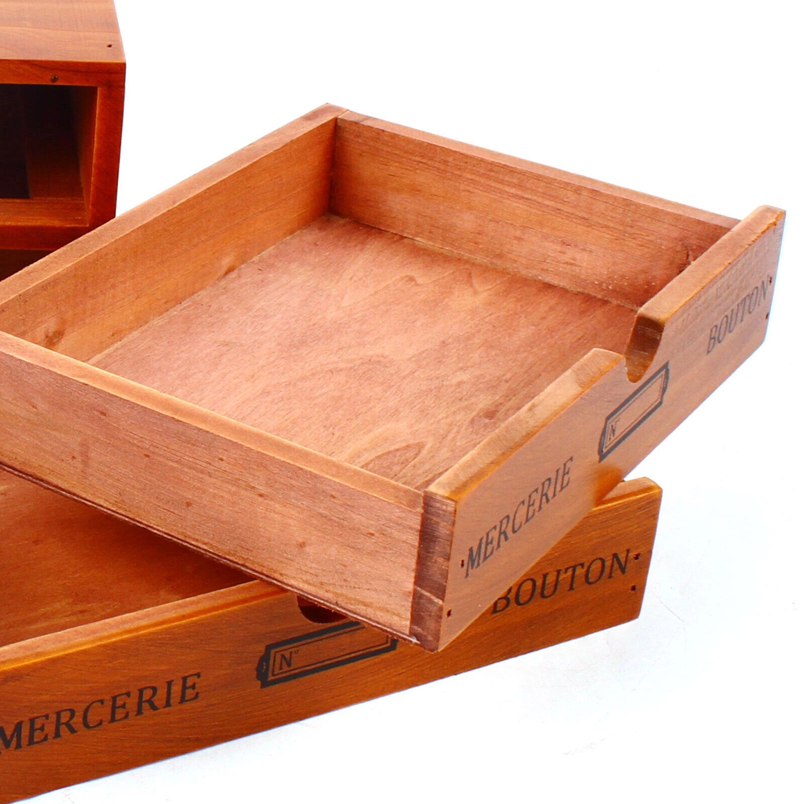 Vintage Wood Jewelry Organizer Storage Box w/ Drawers Cosmetic Cabinet 2 Layers | eBay