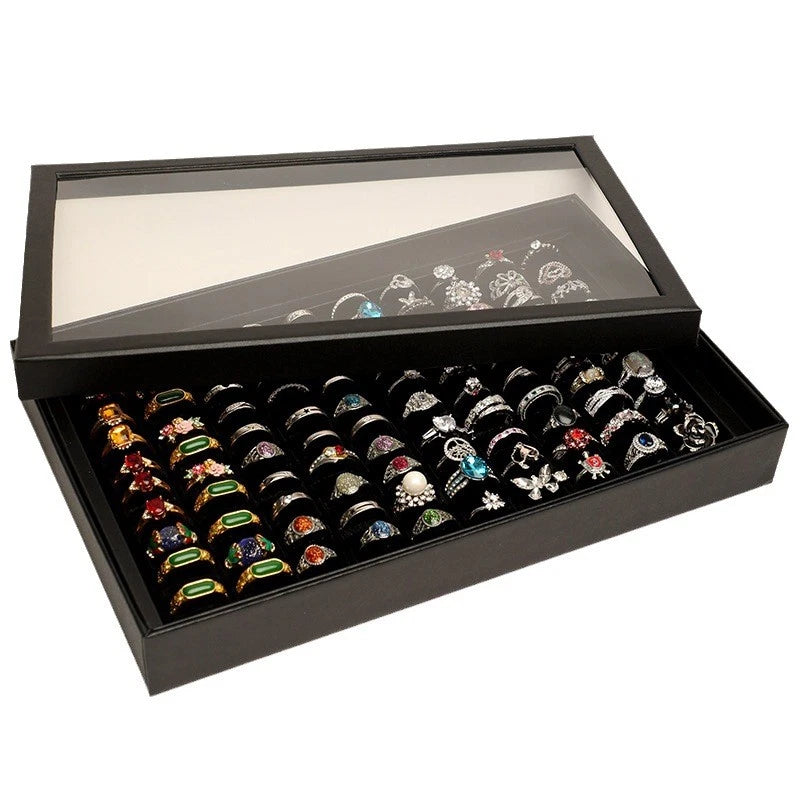 100 Slots Jewelry Ring Display Organizer Case Tray Holder Earrings Storage Box | eBay