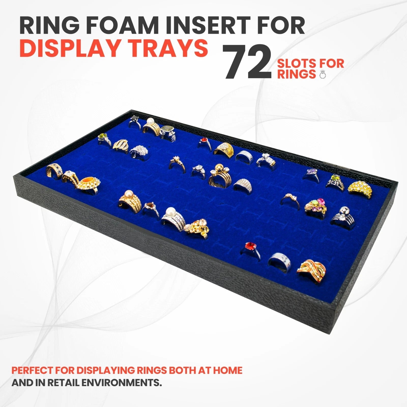 Novel Box 72 Slot Ring Earring Jewelry Tray Foam Velvet Liner in Various Colors | eBay