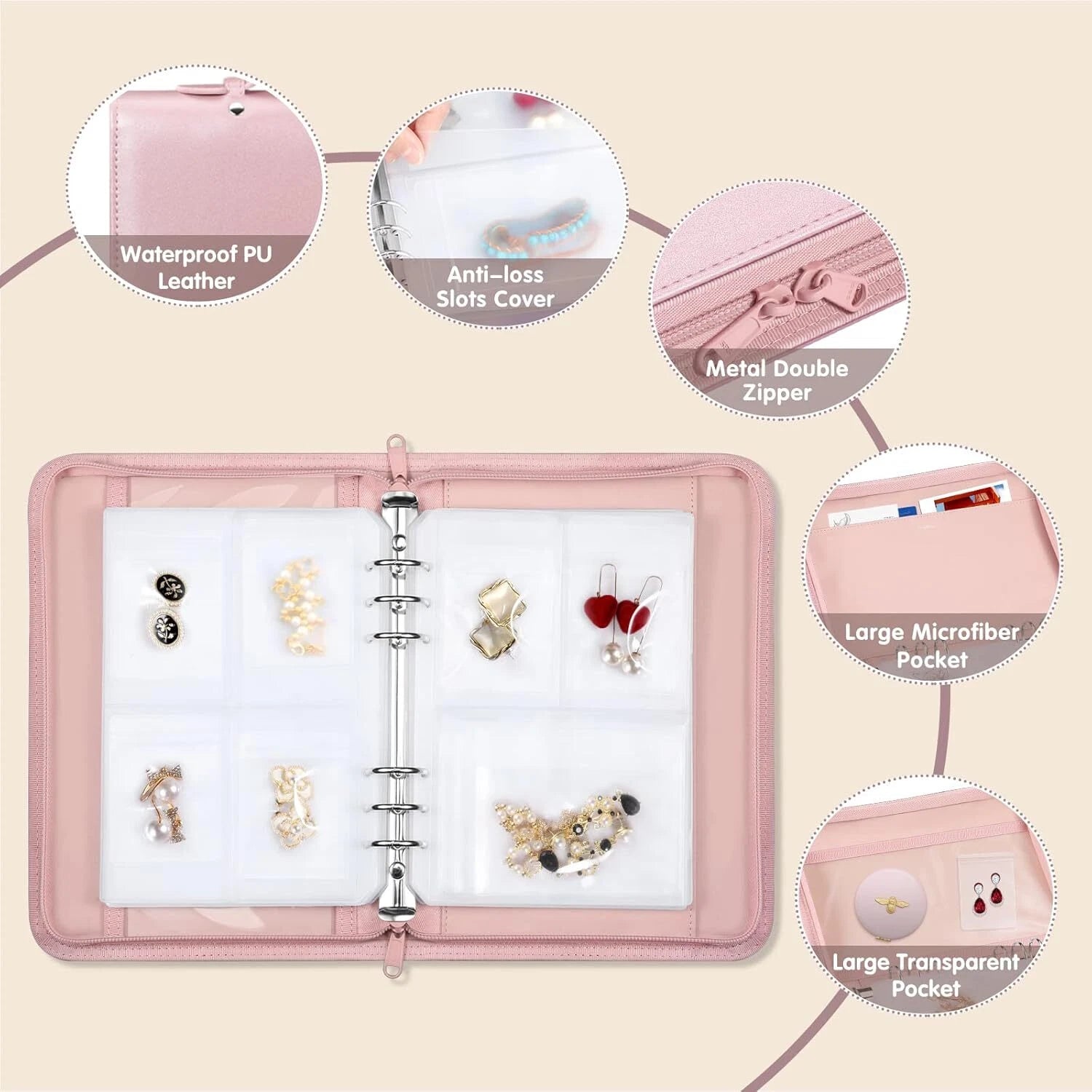 Large Capacity Jewelry Travel Organizer Case Portable Jewelry Storage Book Bag | eBay