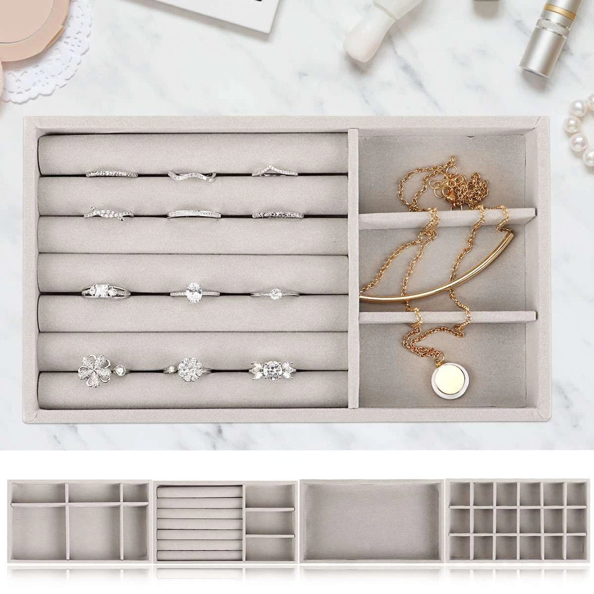 Jewellery Display Box Earring Ring Tray Storage Case Organizer Velvet Holder US | eBay