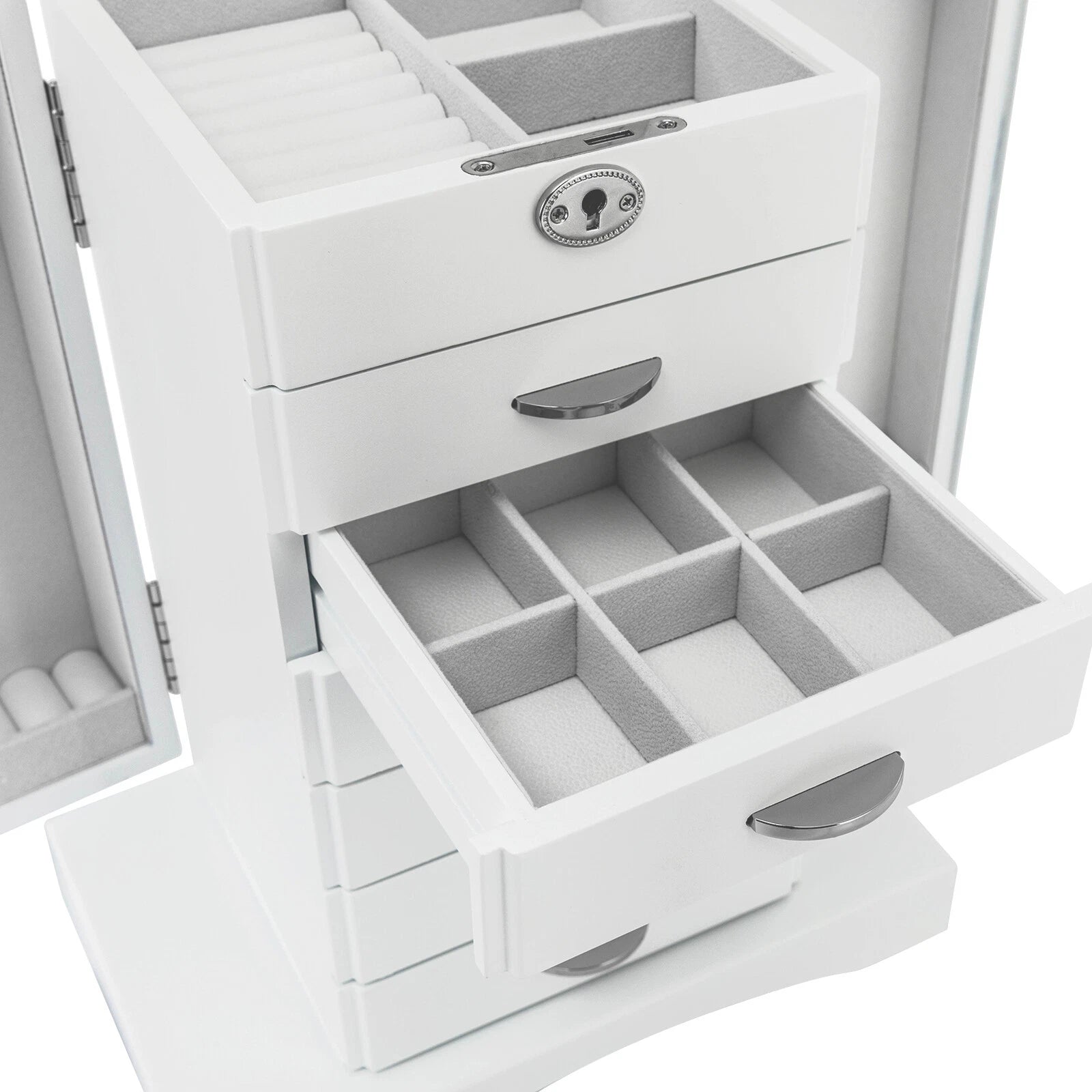 Jewelry Box 7 Layers Jewelry Storage Case Large Organizer with Mirror and Lock | eBay