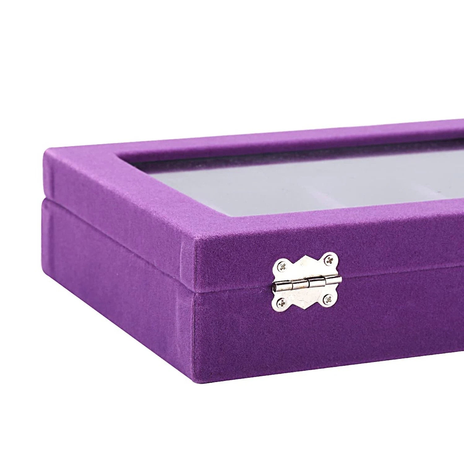 Velvet Glass 50 Rings Organizer Jewelry Display Stand Storage Box Earrings Je... | eBay