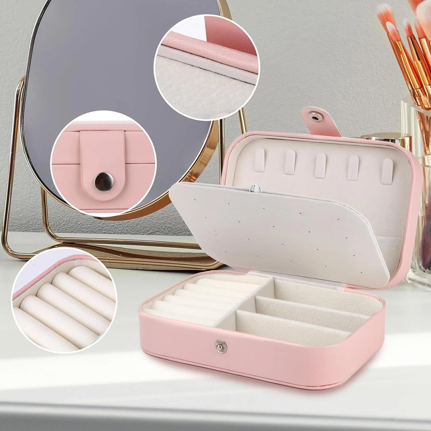 Double Layer Jewelry Box Organizer Case Rings Earrings Necklace Storage Portable | eBay