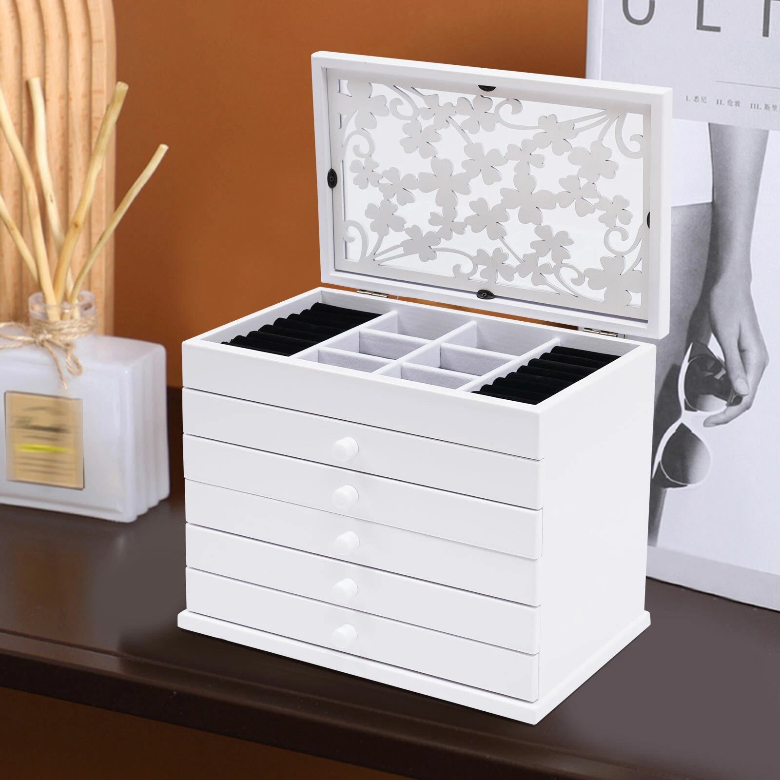 Large Jewelry Box Organizer for Women Girls Jewelry Storage Case with Drawers US | eBay