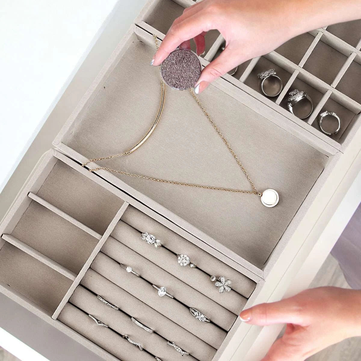 Jewellery Display Box Earring Ring Tray Storage Case Organizer Velvet Holder US | eBay