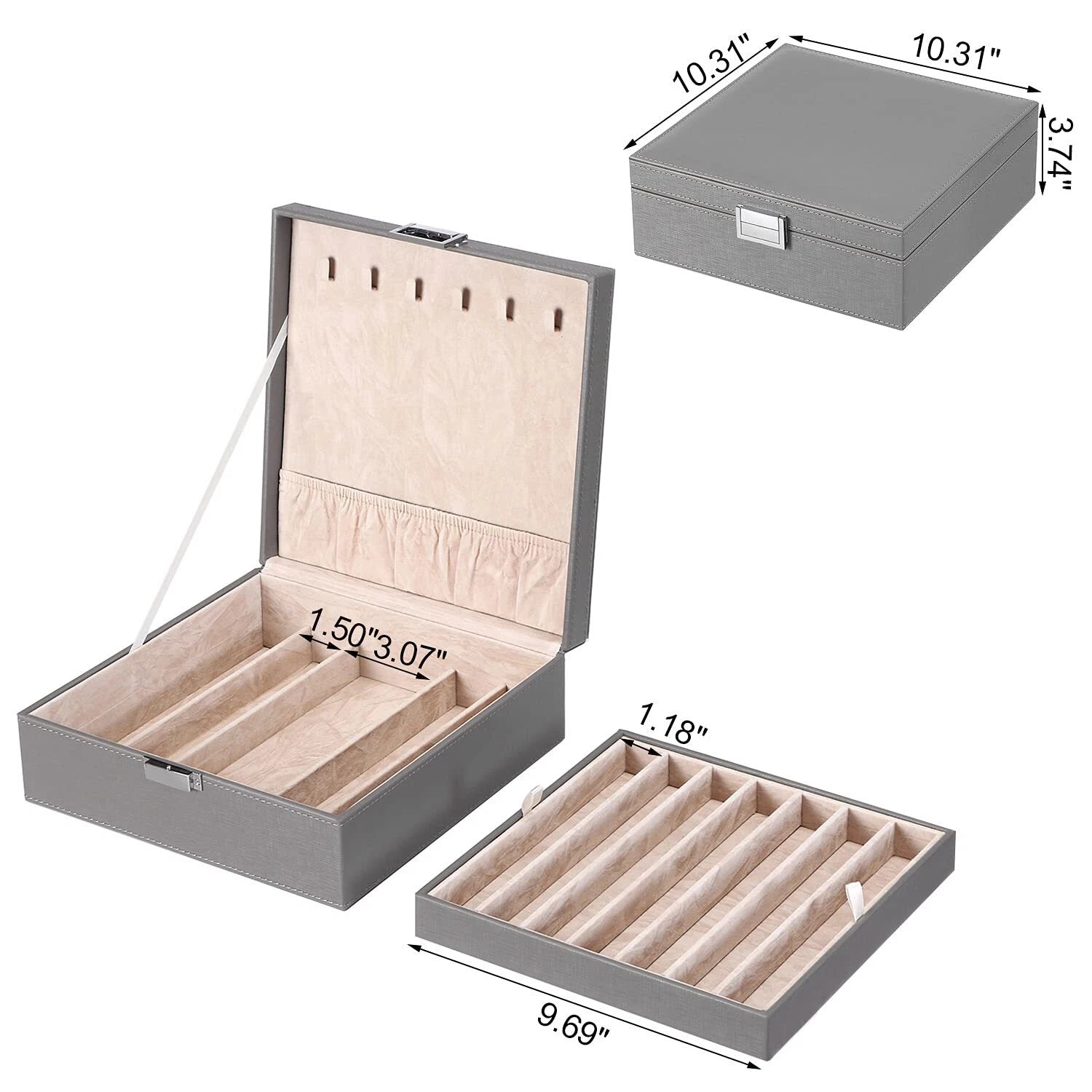 Necklace Organizer Box | 12 Compartments, 6 Hooks, 2 Layers | Jewelry Storage | eBay