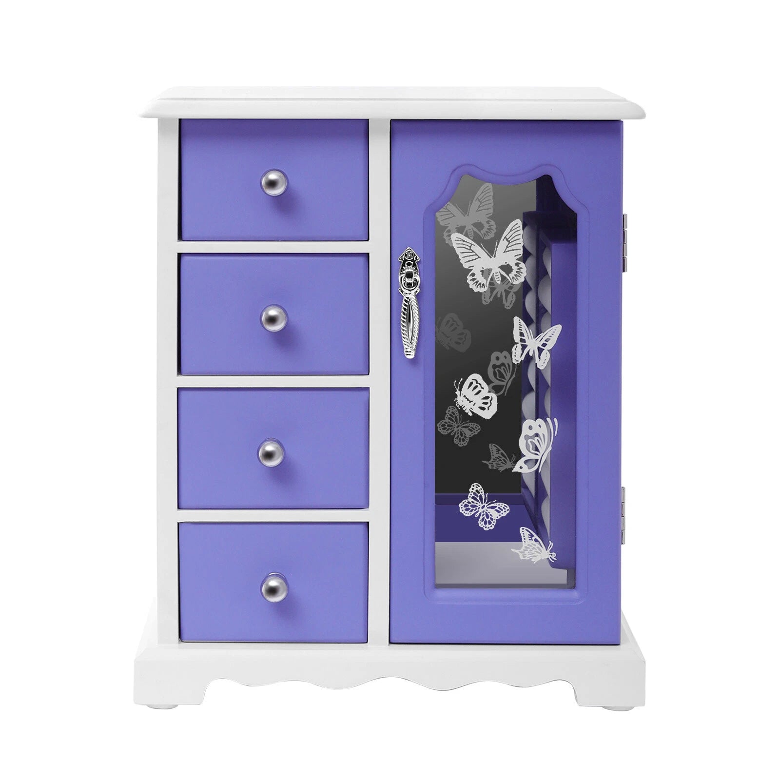 Jewelry Box Bracelets Rings Storage Organizer 4 Drawers Purple w/Built-in Mirror | eBay