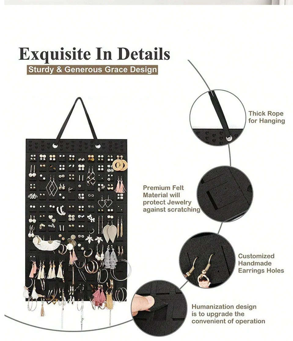 1pc Felt Hanging Jewelry Organizer - Wall Storage Bag for Earrings & Necklaces | eBay