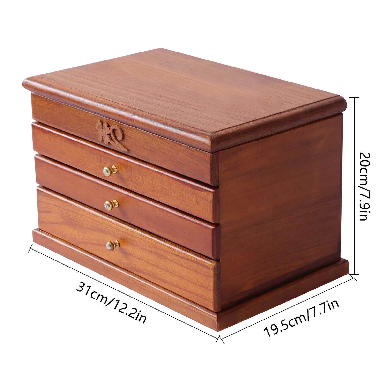 Wooden Jewelry Box Jewelry Storage Ring Earrings Organizer Case with Drawer NEW | eBay