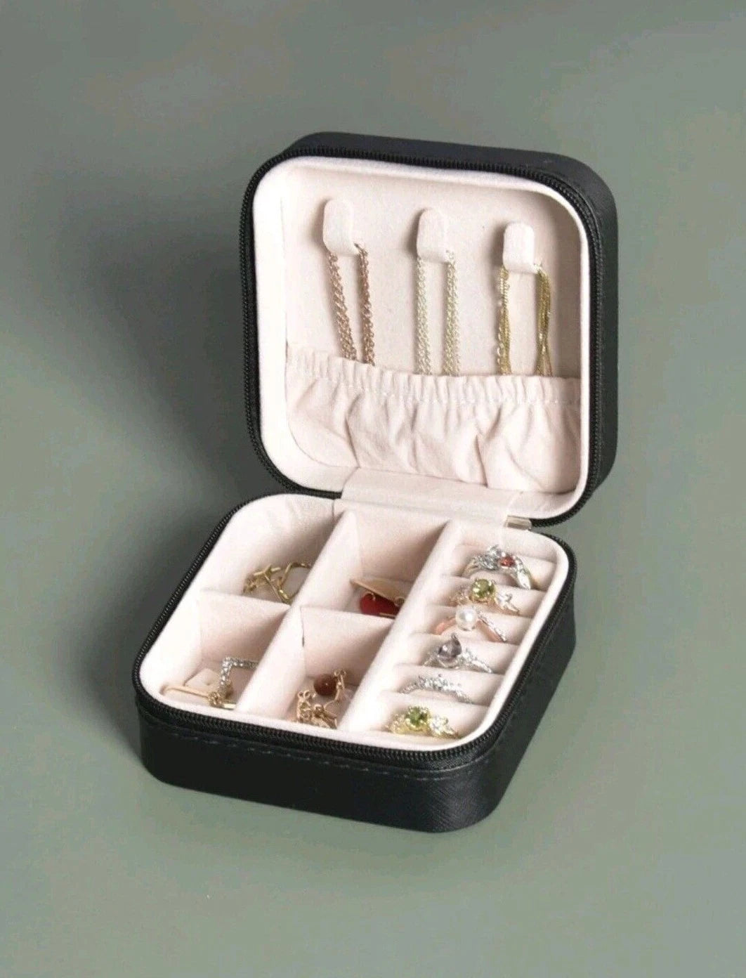 Portable Jewelry Box Organizer PU Leather Jewelry Ornaments Case Travel Storage | eBay