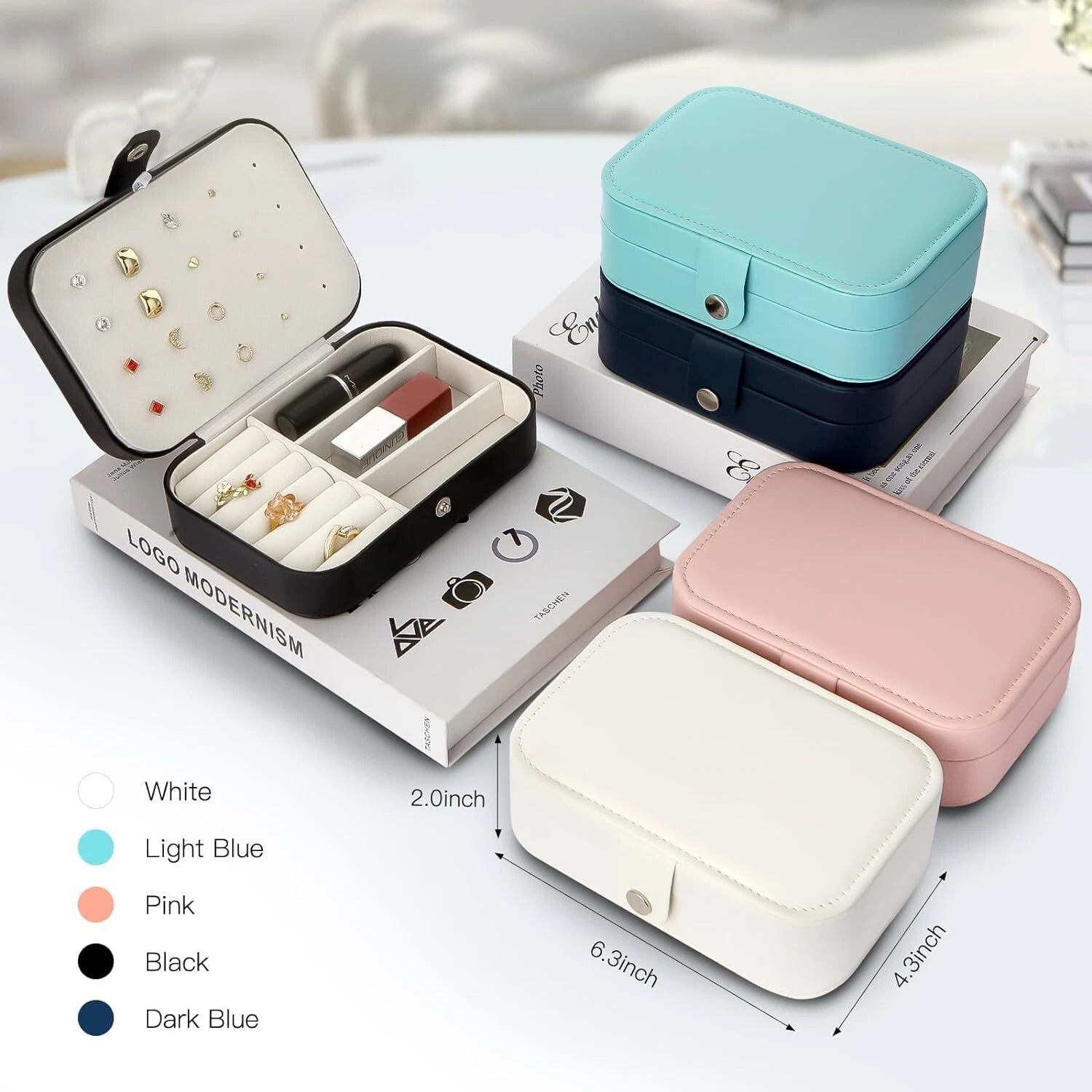 Double Layer Jewelry Box Organizer Case Rings Earrings Necklace Storage Portable | eBay