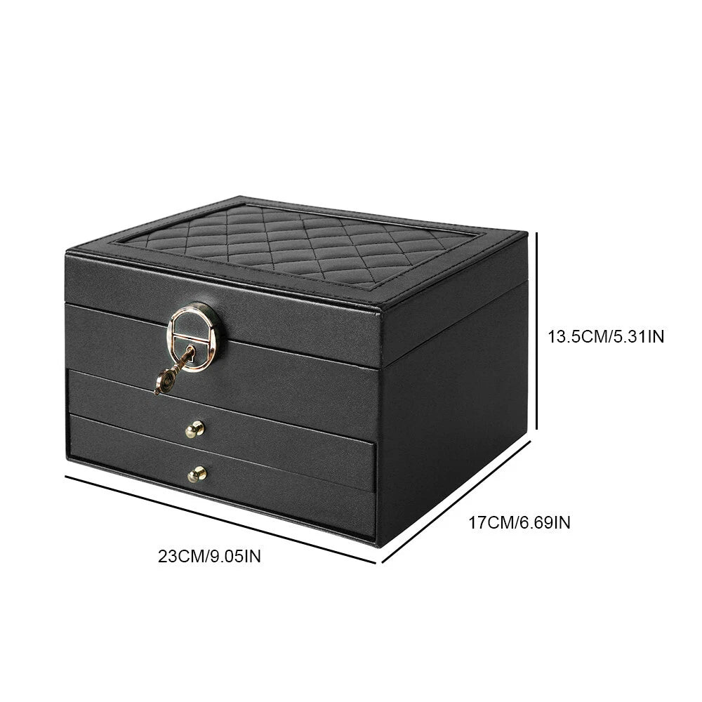 3 Layers Jewelry Box Organizer Large Capacity Ring Earring Necklace Storage Case | eBay