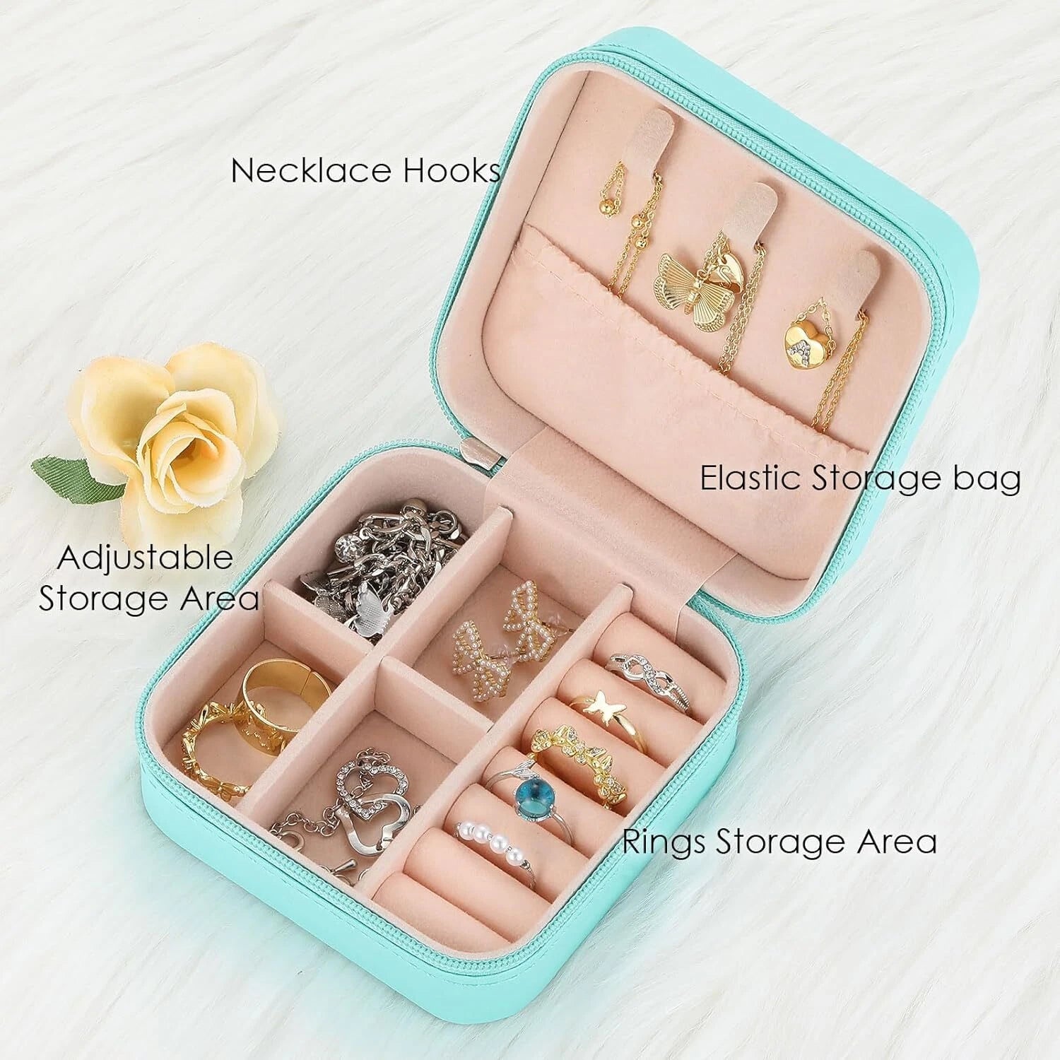 Portable Jewelry Box Travel Organizer Case Ring Earring Necklace Storage Case | eBay