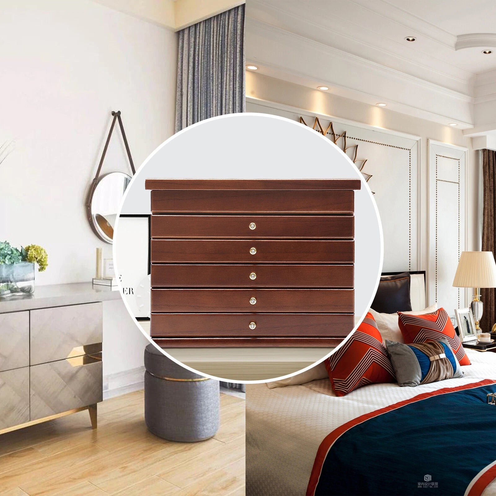 Jewelry Cabinet Storage Box Gift Chest Armoire Organizer W/ 6 Layers Drawer | eBay