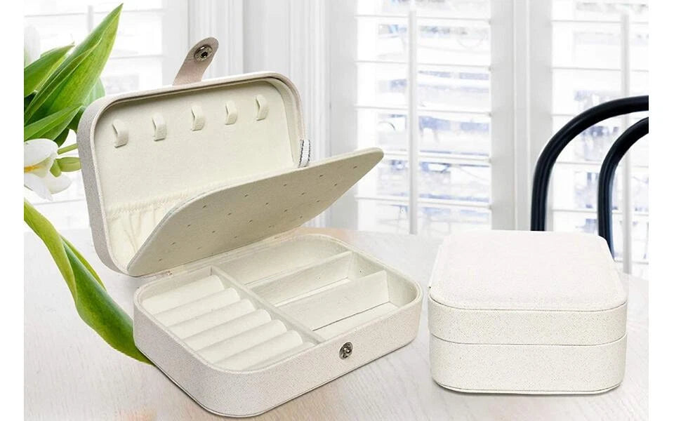 Double Layer Jewelry Box Organizer Case Rings Earrings Necklace Storage Portable | eBay